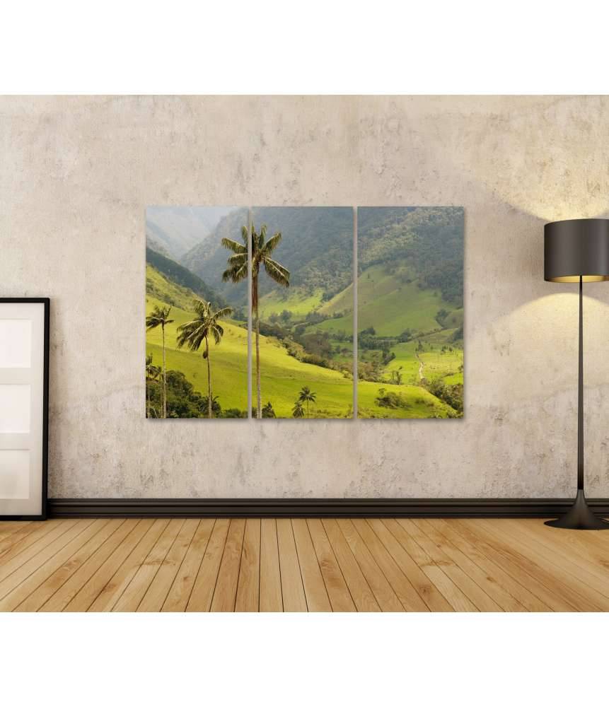 Islandburner Bild auf Leinwand Malerisches Wandbild mit Wachspalmen im idyllischen Cocora Tal, Kolumbien Super Rabatt