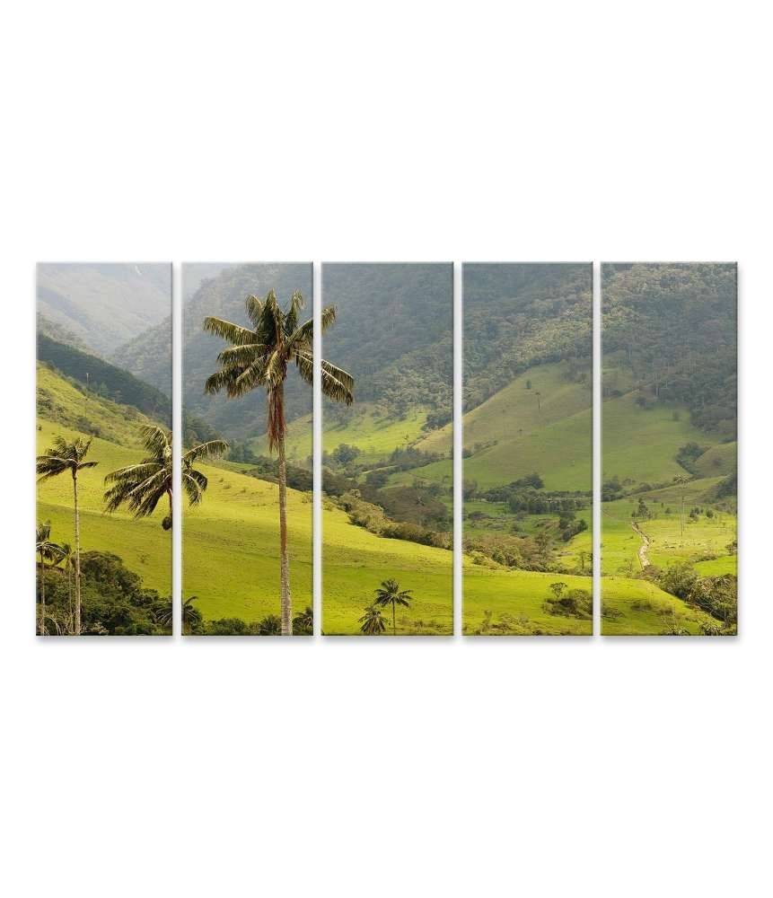 Islandburner Bild auf Leinwand Malerisches Wandbild mit Wachspalmen im idyllischen Cocora Tal, Kolumbien