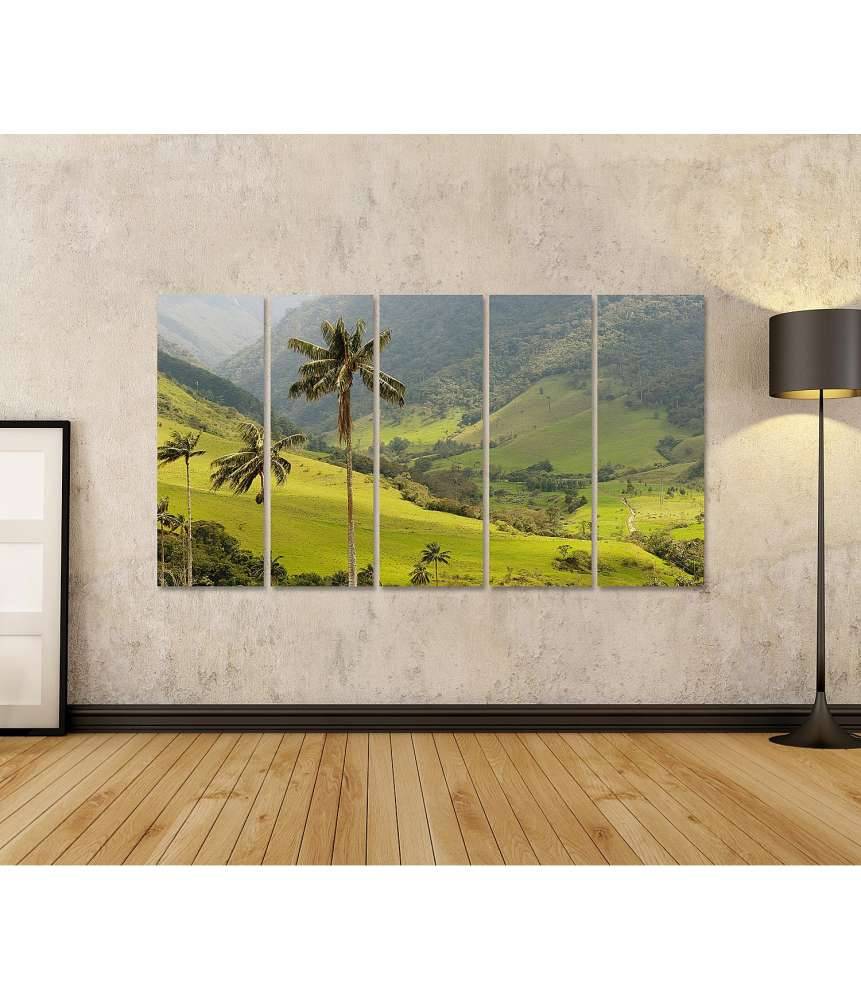 Islandburner Bild auf Leinwand Malerisches Wandbild mit Wachspalmen im idyllischen Cocora Tal, Kolumbien Schlussverkauf