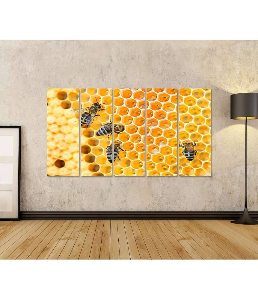 Islandburner Bild auf Leinwand Fleißige Bienen, die eifrig Honig in ihren Waben herstellen Fabrik Onlineshop