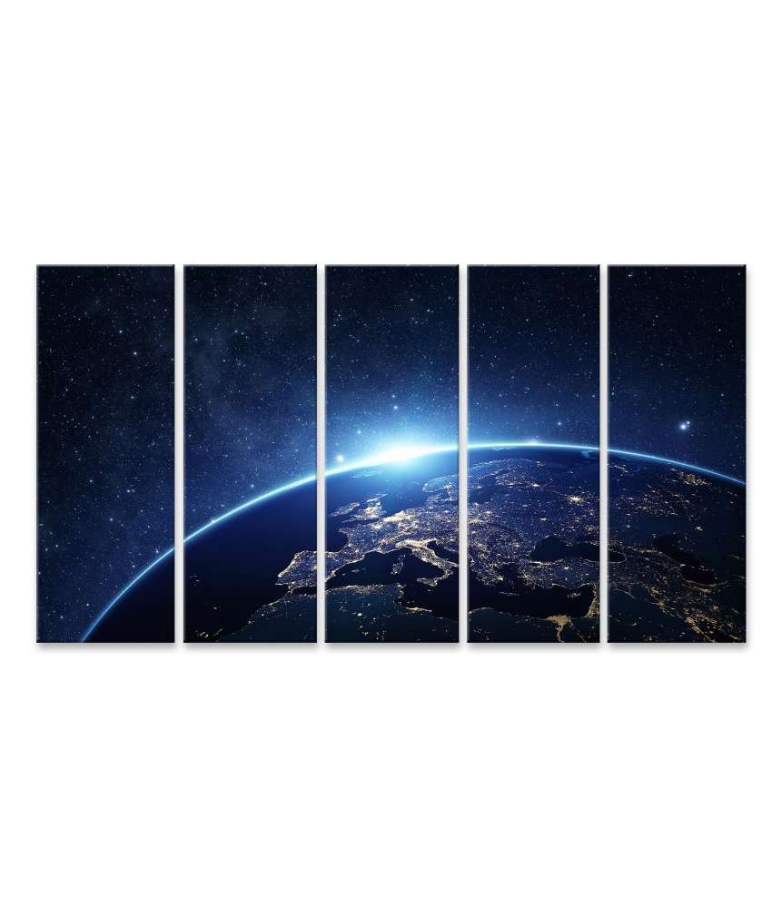 Islandburner Bild auf Leinwand Nachtansicht der Erde aus dem Weltraum - NASA Wandbild für Kinderzimmer