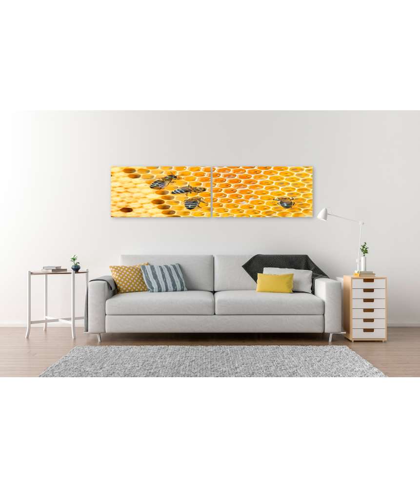 Islandburner Bild auf Leinwand Fleißige Bienen, die eifrig Honig in ihren Waben herstellen Saisonschlussverkauf