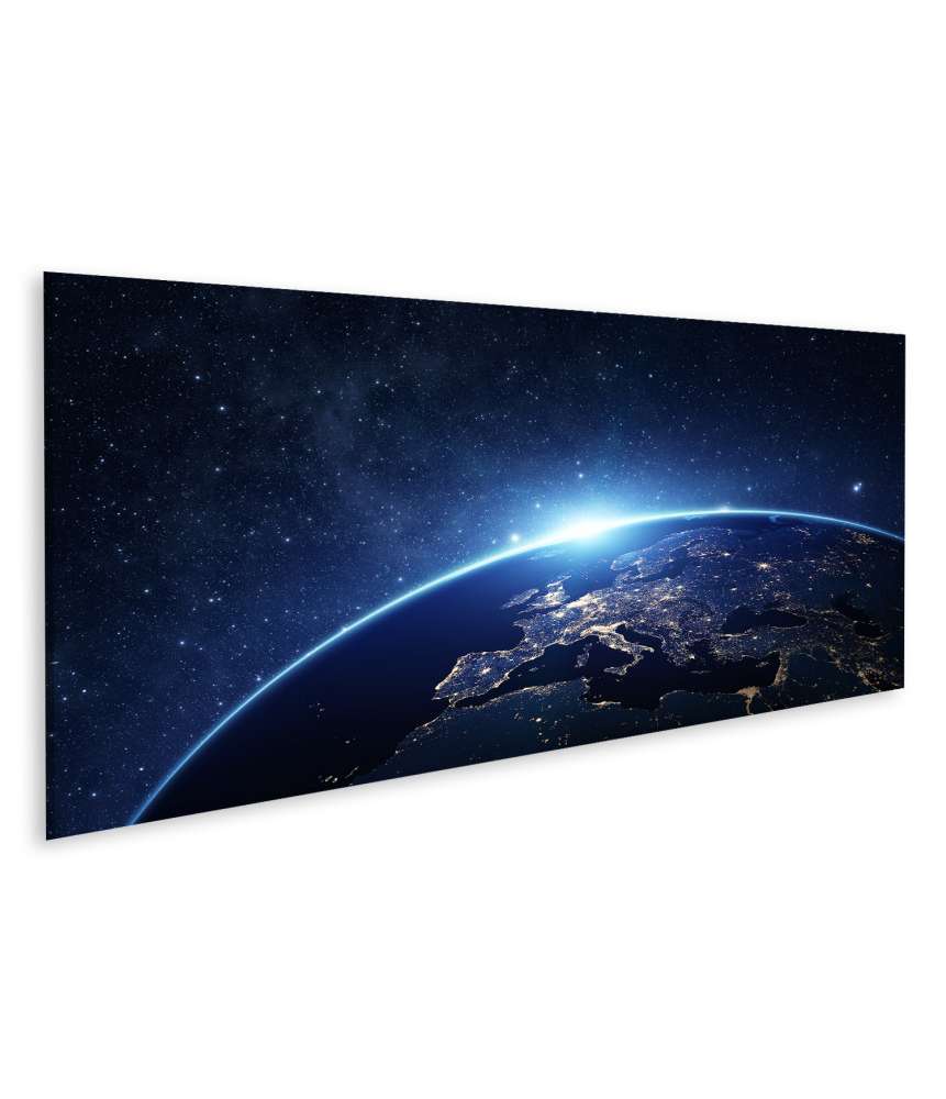 Islandburner Bild auf Leinwand Nachtansicht der Erde aus dem Weltraum - NASA Wandbild für Kinderzimmer