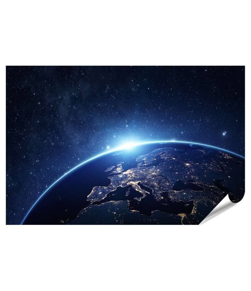 Islandburner Premium Poster Nachtansicht der Erde aus dem Weltraum - NASA Wandbild für Kinderzimmer