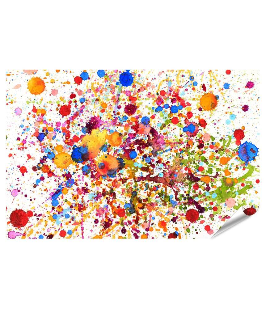 Islandburner Premium Poster Lebhaftes abstraktes Wandbild mit buntem Aquarell-Splash-Muster