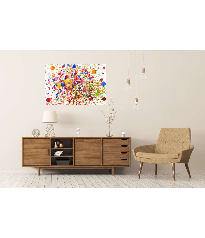 Islandburner Premium Poster Lebhaftes abstraktes Wandbild mit buntem Aquarell-Splash-Muster Kauf eins, bekomm eins gratis