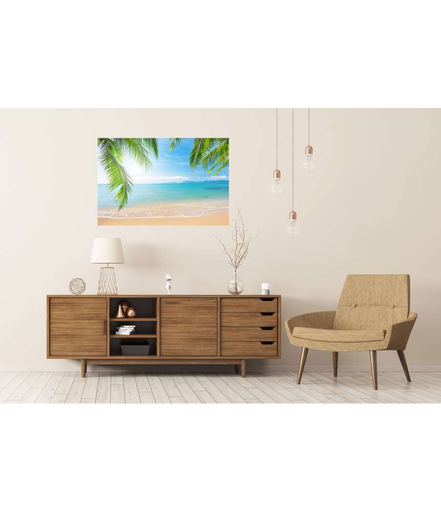 Islandburner Premium Poster Urlaubsfeeling mit Palmen und tropischem Strand Wandbild Riesige Ersparnisse
