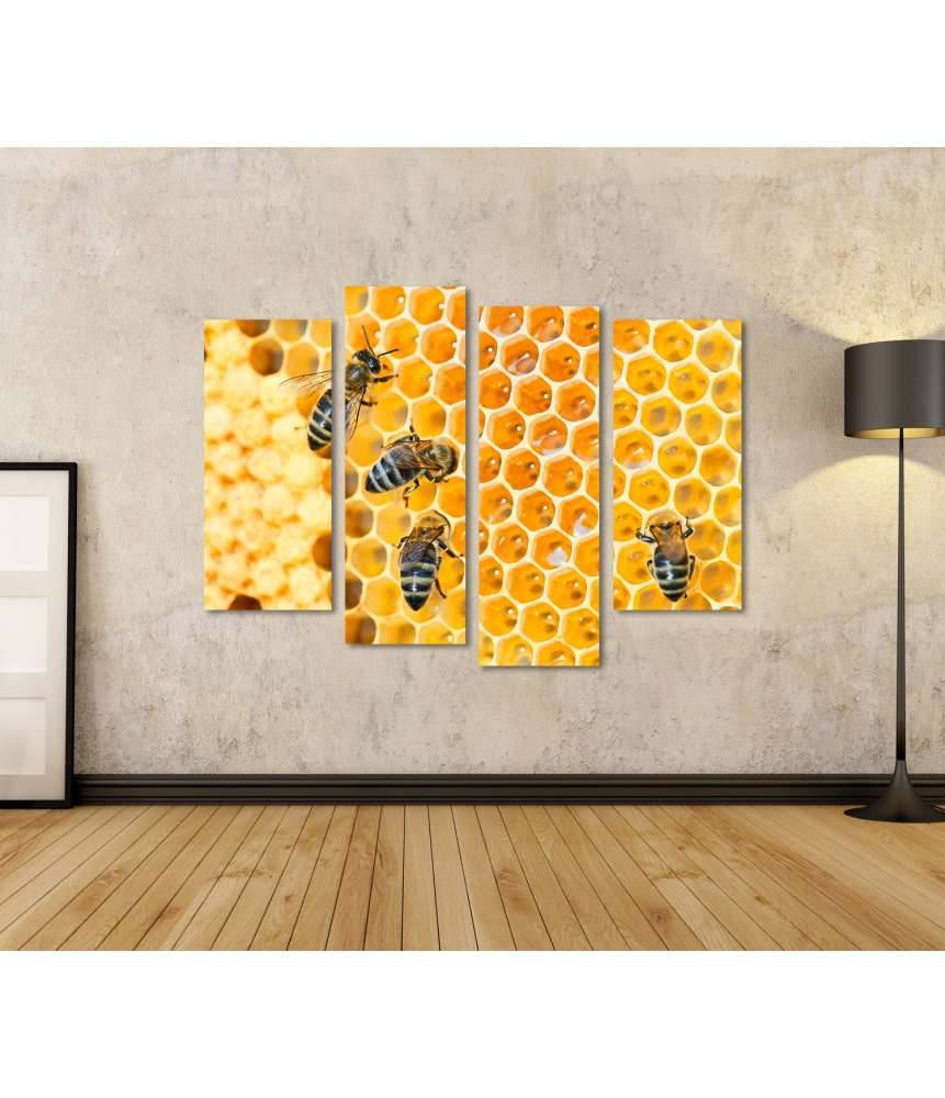 Islandburner Bild auf Leinwand Fleißige Bienen, die eifrig Honig in ihren Waben herstellen Letzter Tag