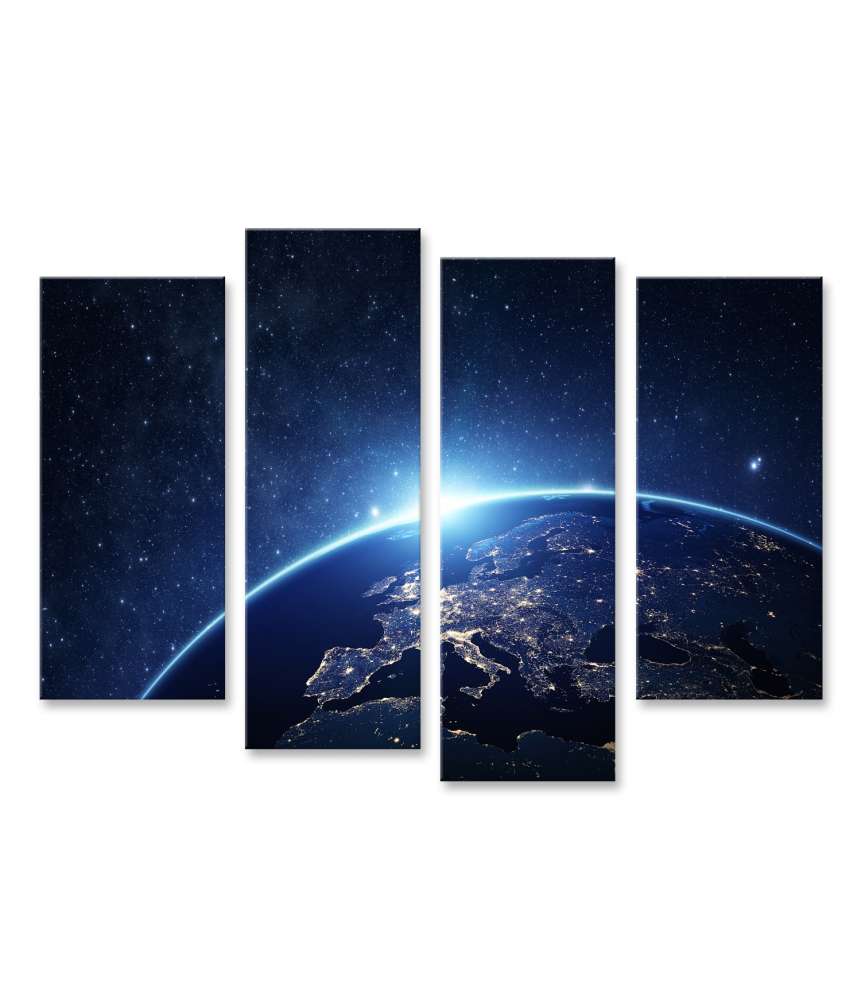Islandburner Bild auf Leinwand Nachtansicht der Erde aus dem Weltraum - NASA Wandbild für Kinderzimmer