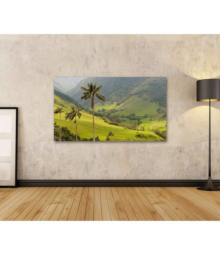 Islandburner Bild auf Leinwand Malerisches Wandbild mit Wachspalmen im idyllischen Cocora Tal, Kolumbien Nur für heute