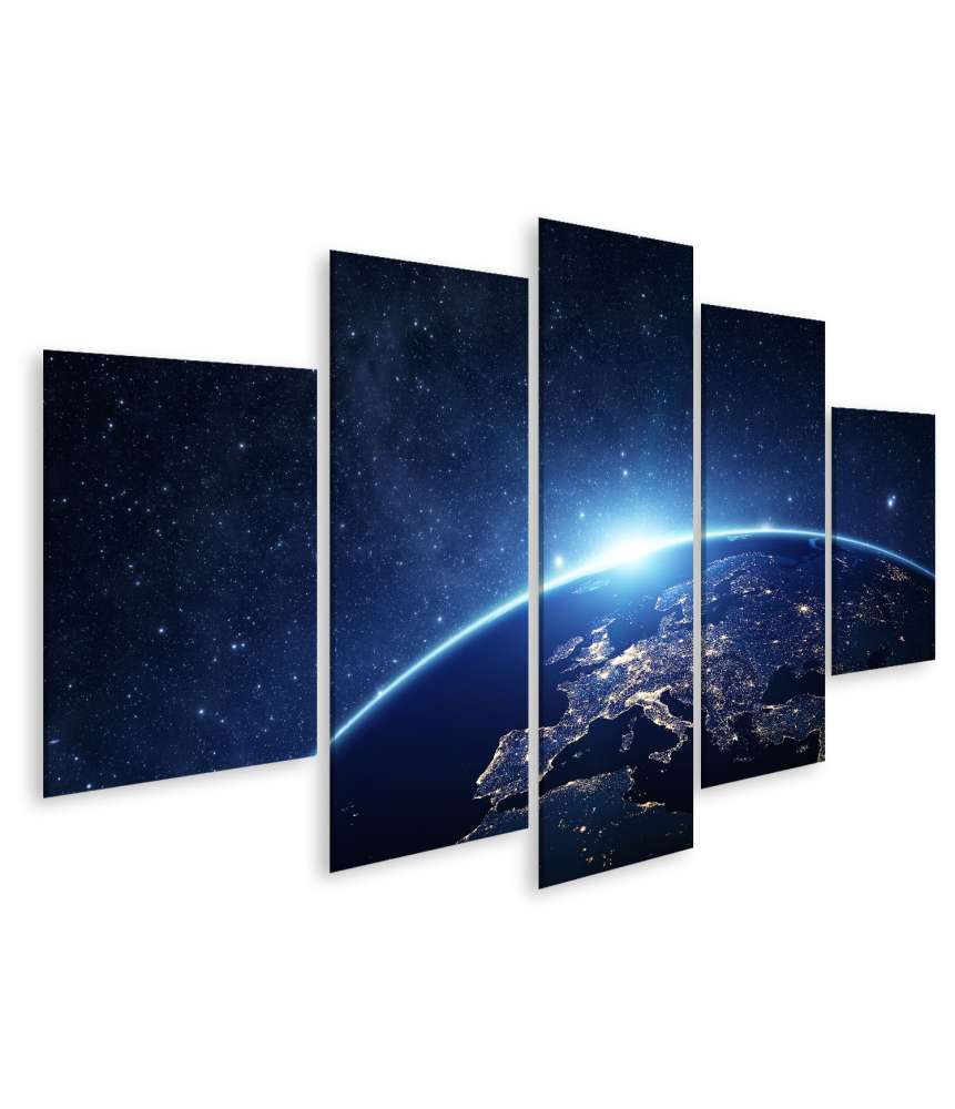 Islandburner Bild auf Leinwand Nachtansicht der Erde aus dem Weltraum - NASA Wandbild für Kinderzimmer