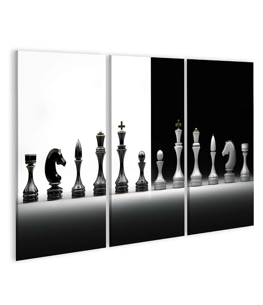 Islandburner Bild auf Leinwand Komplettes Wandbild-Set mit Schachmotiv