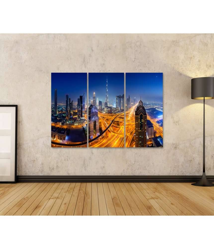 Islandburner Bild auf Leinwand Nächtlicher Panoramablick auf die Skyline von Dubai Fabrikverkauf