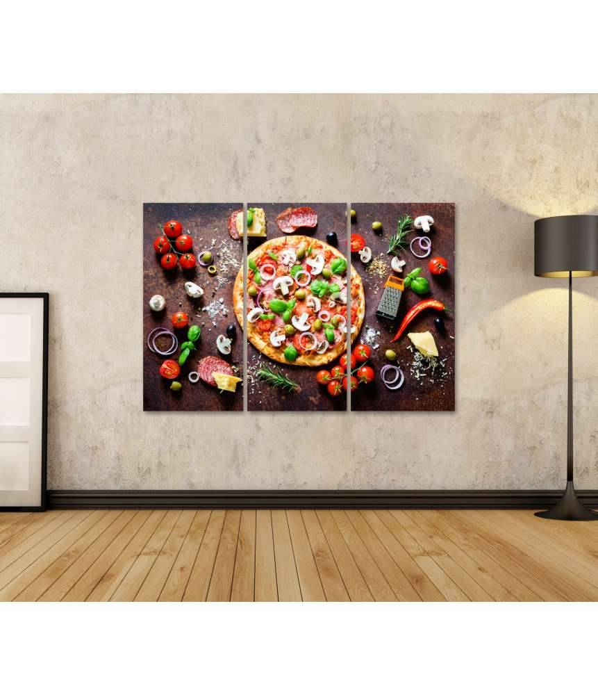 Islandburner Bild auf Leinwand Köstliche italienische Pizza mit Pilzen und Gewürzen als Wandbild Günstig kaufen