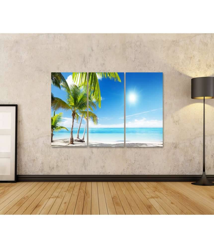 Islandburner Bild auf Leinwand Karibischer Strand mit Palmen am azurblauen Meer Online Shopping