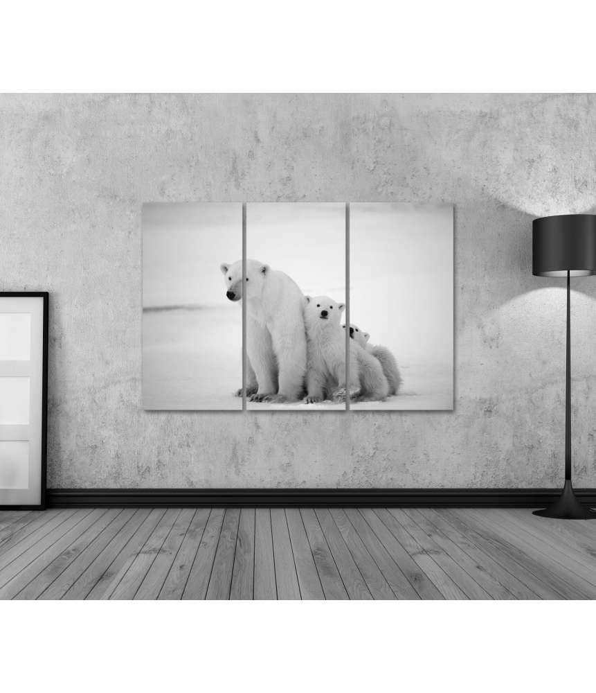 Islandburner Bild auf Leinwand Eisbär-Mutter mit Jungen in der eisigen Arktis - Polarbär Wandbild Exklusivangebot
