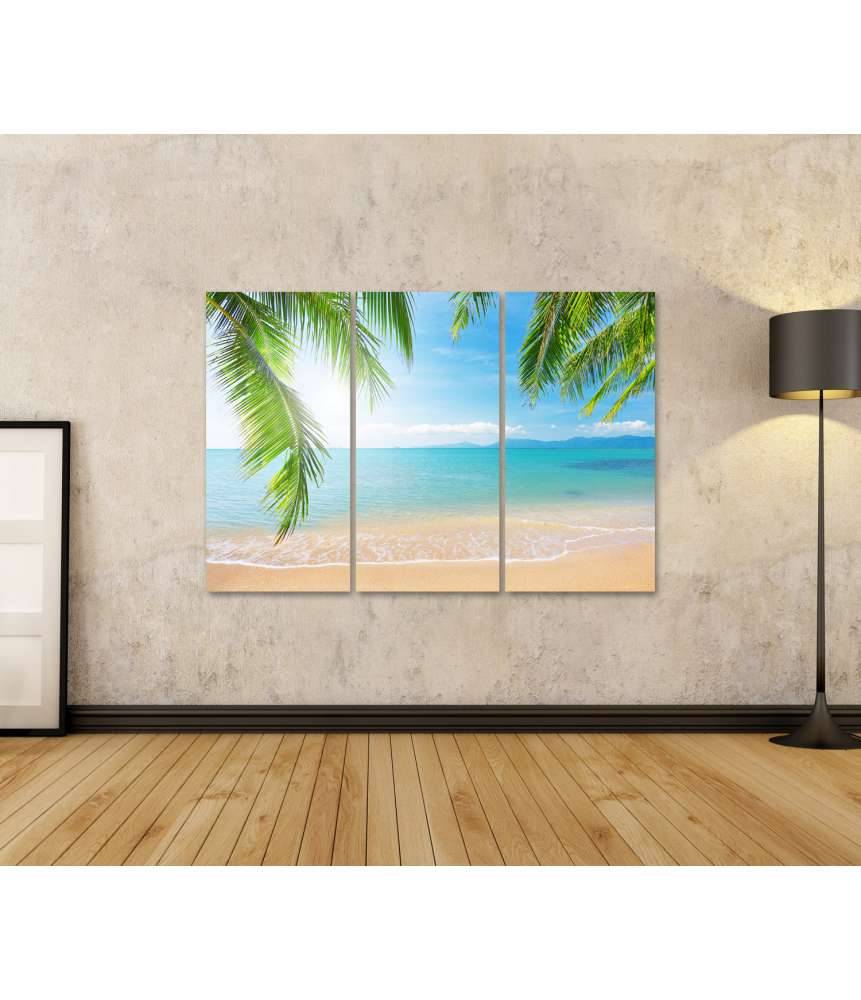 Islandburner Bild auf Leinwand Urlaubsfeeling mit Palmen und tropischem Strand Wandbild Preisnachlass
