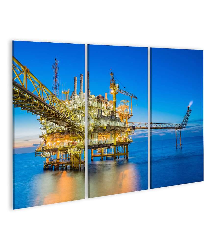 Islandburner Bild auf Leinwand Ölbohrplattform inmitten des weiten Meeres auf Wandbild dargestellt Saisonschlussverkauf