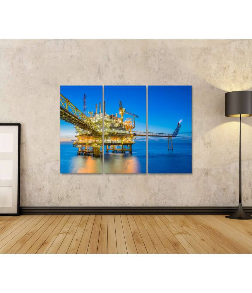 Islandburner Bild auf Leinwand Ölbohrplattform inmitten des weiten Meeres auf Wandbild dargestellt Saisonschlussverkauf