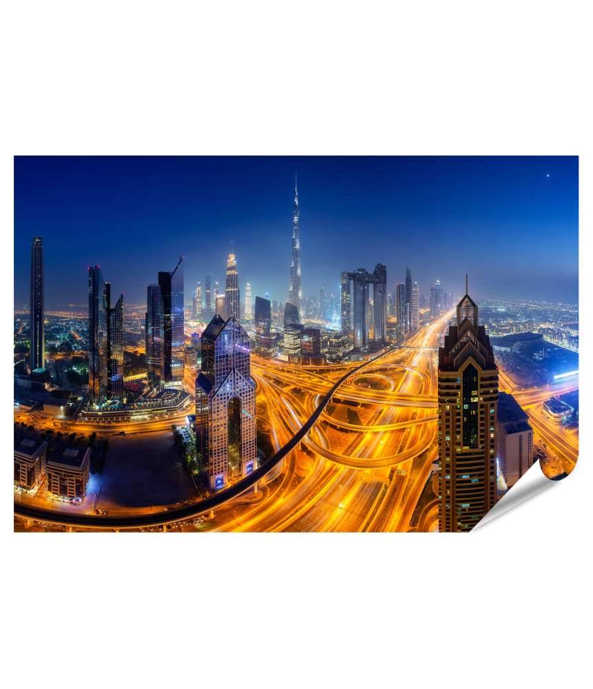 Islandburner XXL Premium Poster Nächtlicher Panoramablick auf die Skyline von Dubai Jubiläumsangebot