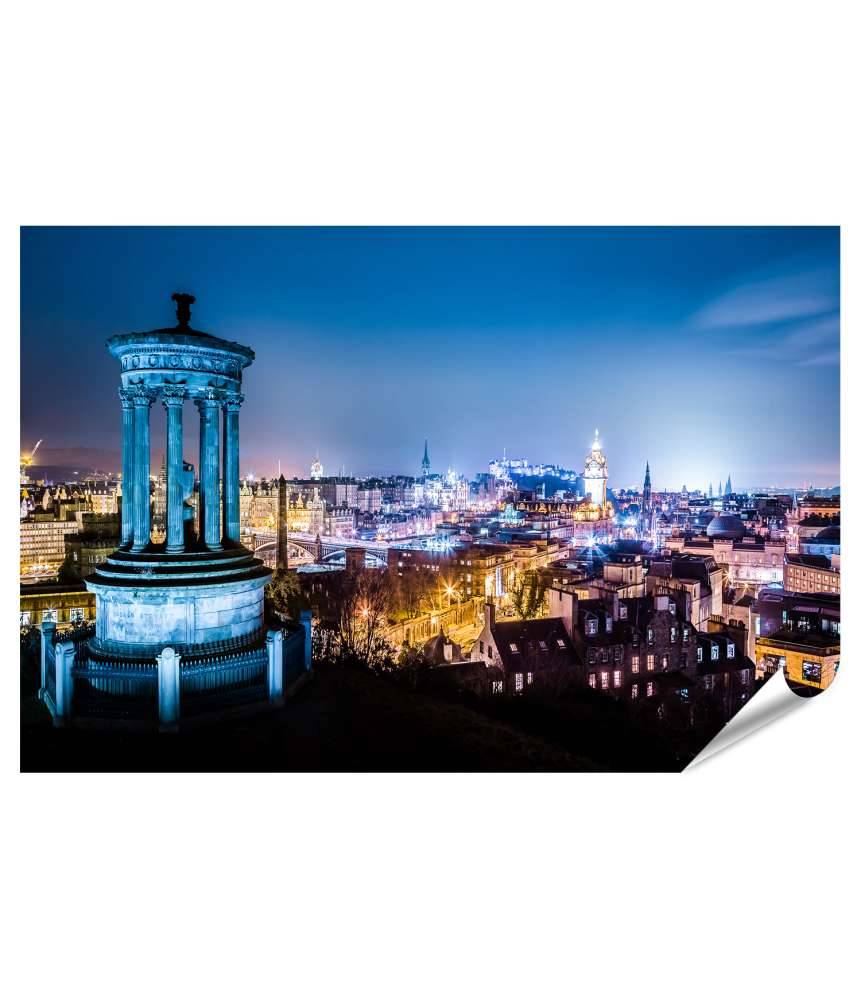 Islandburner XXL Premium Poster Nächtliche Panoramaansicht von Edinburgh, Schottland, vom Calton Hill