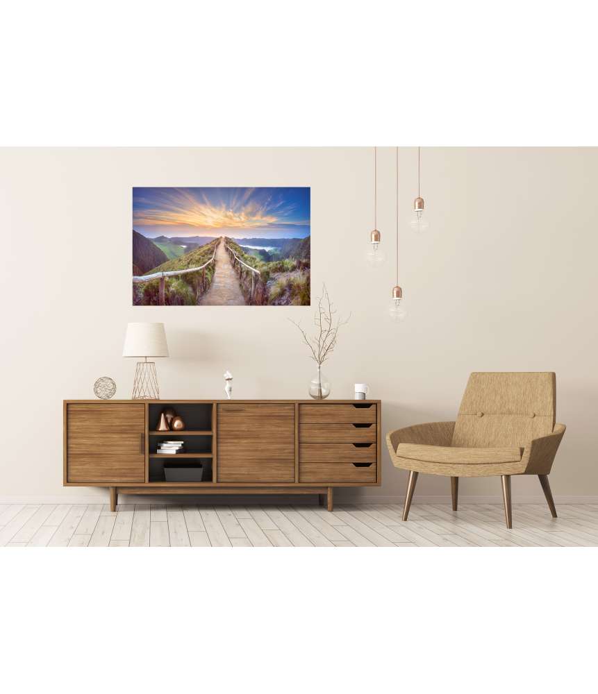 Islandburner XXL Premium Poster Atemberaubende Ansicht eines Wanderweges in der Berglandschaft von Ponta Delgada, Azoren Neuheiten