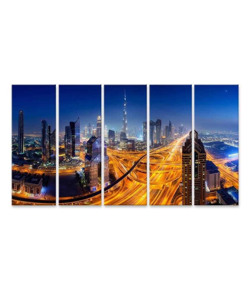 Islandburner Bild auf Leinwand Nächtlicher Panoramablick auf die Skyline von Dubai