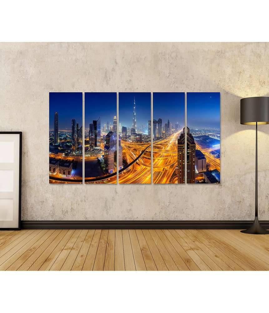 Islandburner Bild auf Leinwand Nächtlicher Panoramablick auf die Skyline von Dubai JETZT KAUFEN