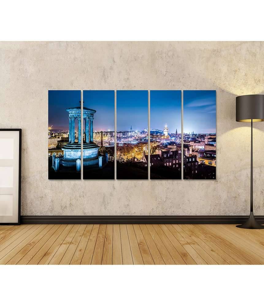 Islandburner Bild auf Leinwand Nächtliche Panoramaansicht von Edinburgh, Schottland, vom Calton Hill Letzter Tag