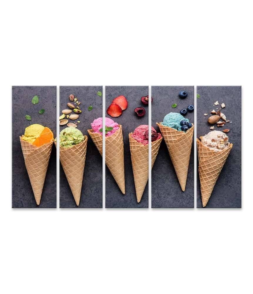 Islandburner Bild auf Leinwand Farbenfrohes Wandbild einer Eisdiele mit Heidelbeer- und Erdbeer-Eiscreme Bis zu 65% Rabatt