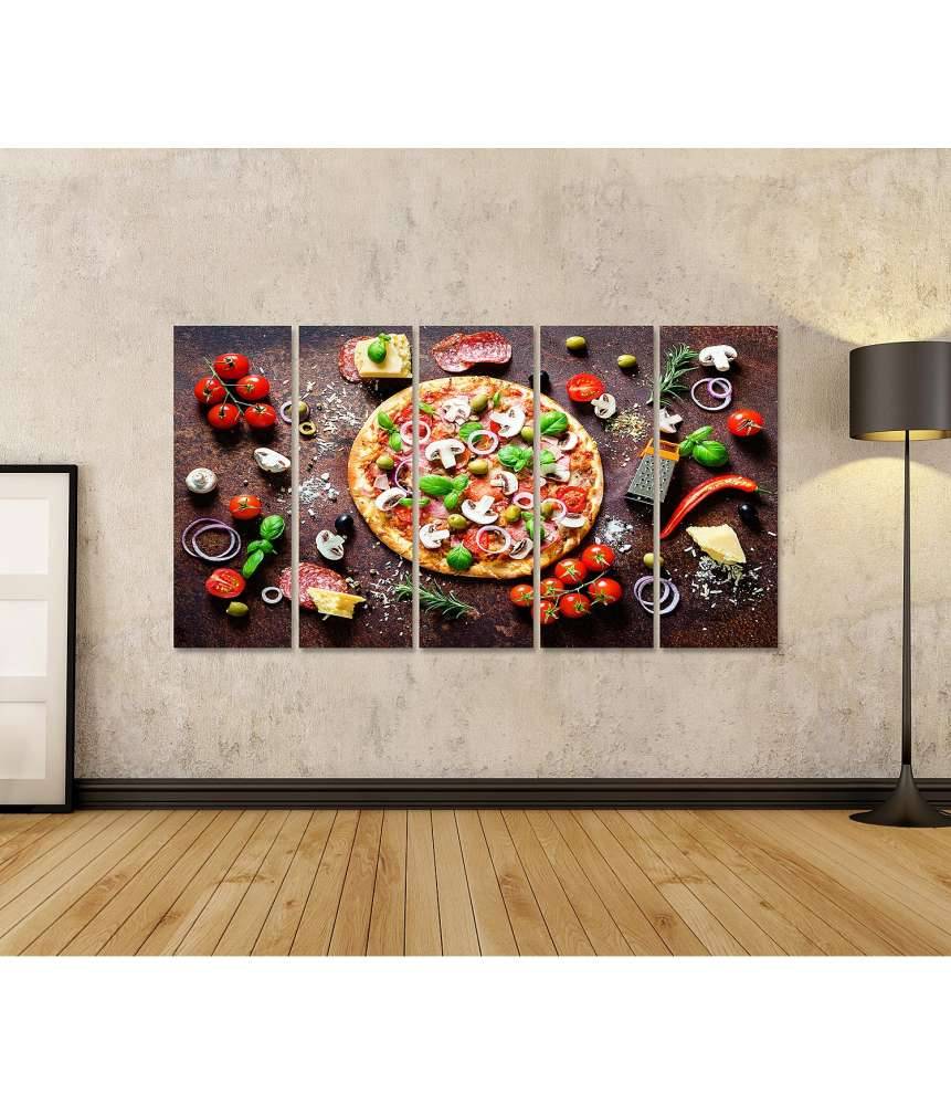 Islandburner Bild auf Leinwand Köstliche italienische Pizza mit Pilzen und Gewürzen als Wandbild Nur für heute