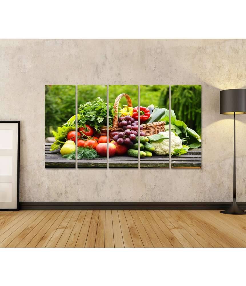 Islandburner Bild auf Leinwand Bio-Gemüse im Weidenkorb: Lebendiges Küchenwandbild Vierteljährliche Förderung