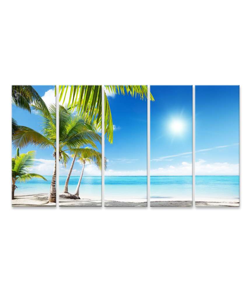 Islandburner Bild auf Leinwand Karibischer Strand mit Palmen am azurblauen Meer Nur noch ein Tag übrig