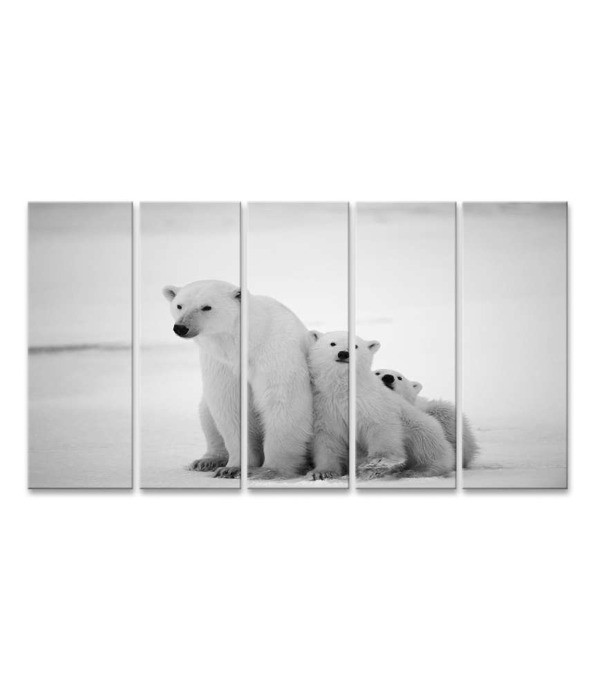 Islandburner Bild auf Leinwand Eisbär-Mutter mit Jungen in der eisigen Arktis - Polarbär Wandbild Super Rabatt