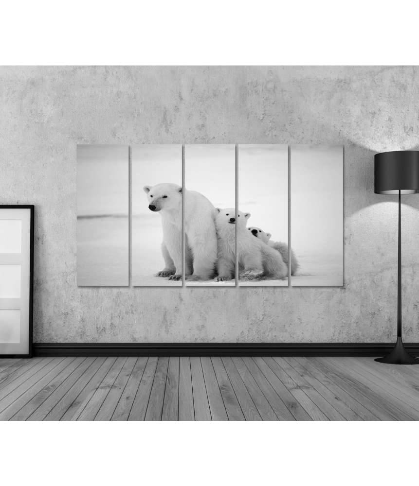 Islandburner Bild auf Leinwand Eisbär-Mutter mit Jungen in der eisigen Arktis - Polarbär Wandbild Super Rabatt