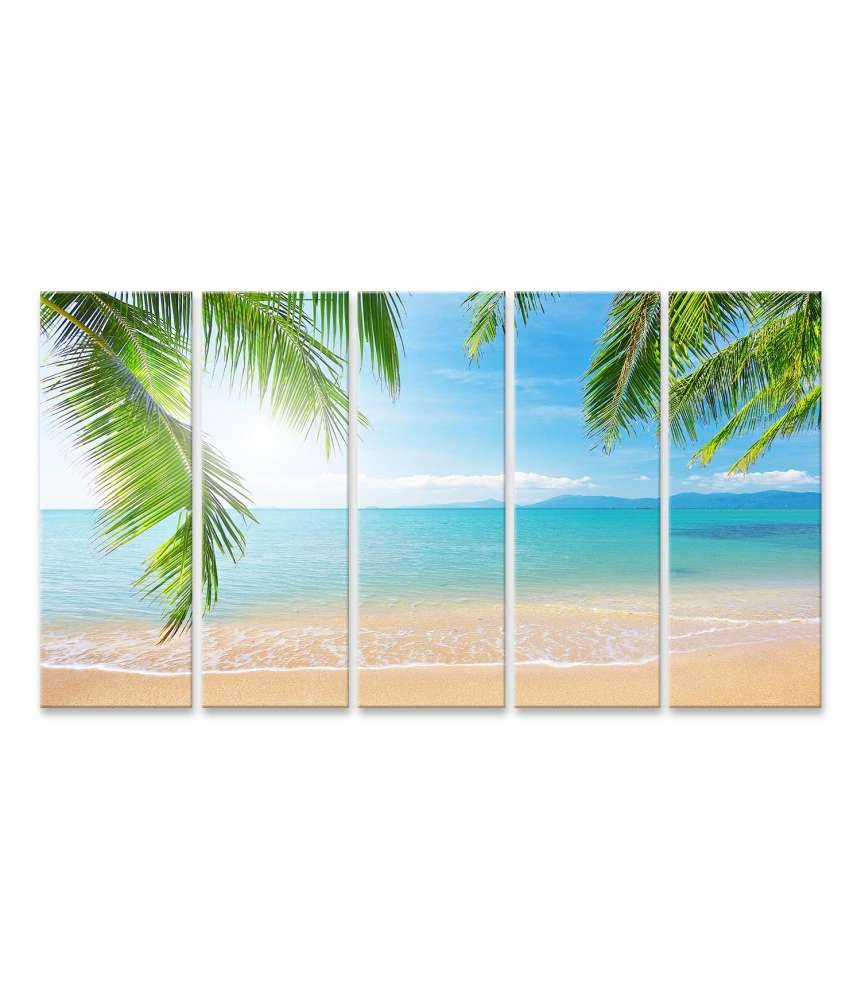 Islandburner Bild auf Leinwand Urlaubsfeeling mit Palmen und tropischem Strand Wandbild Riesige Rabatte