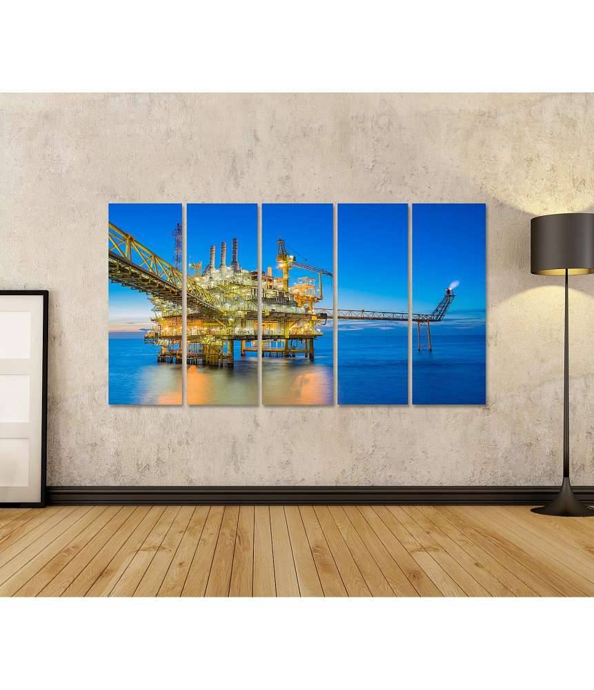 Islandburner Bild auf Leinwand Ölbohrplattform inmitten des weiten Meeres auf Wandbild dargestellt 50% Rabatt mit kostenlosem Versand