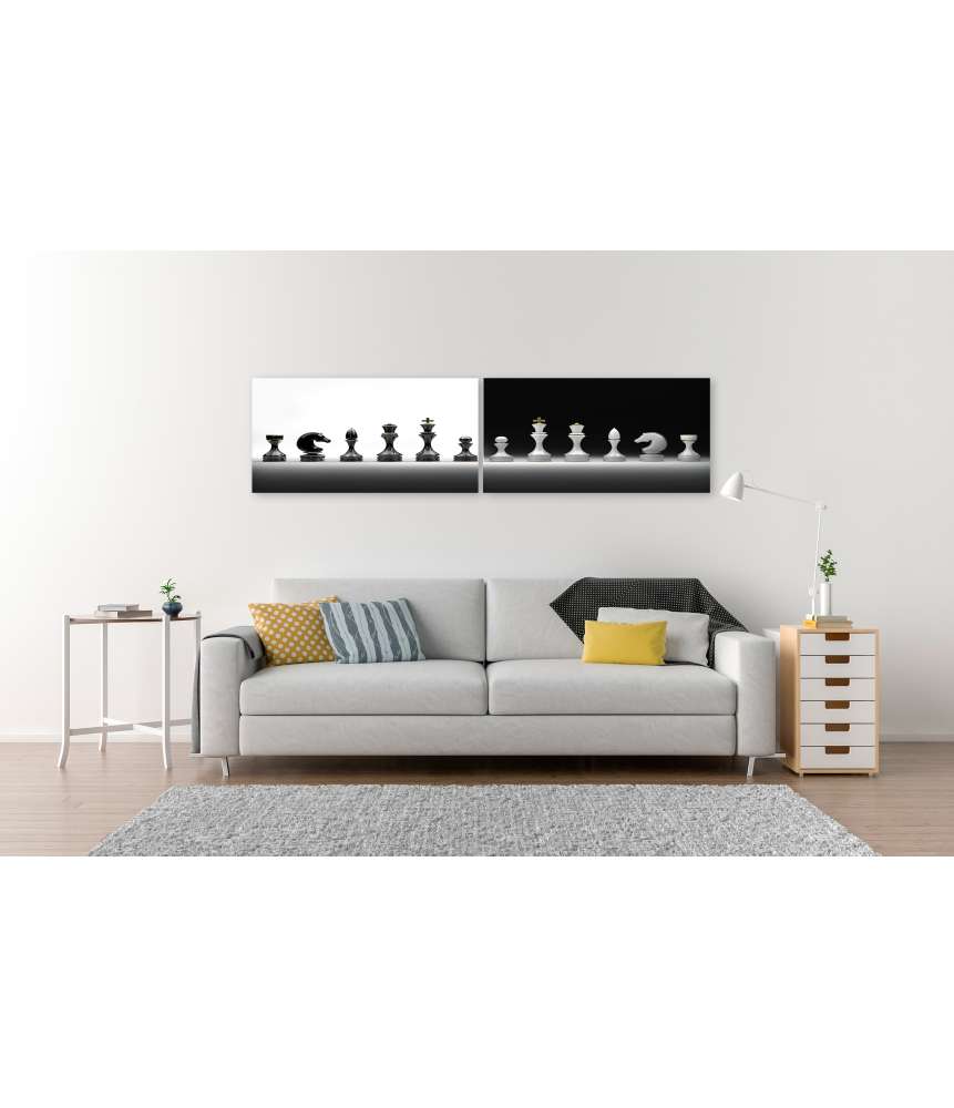 Islandburner Bild auf Leinwand Komplettes Wandbild-Set mit Schachmotiv zollfrei
