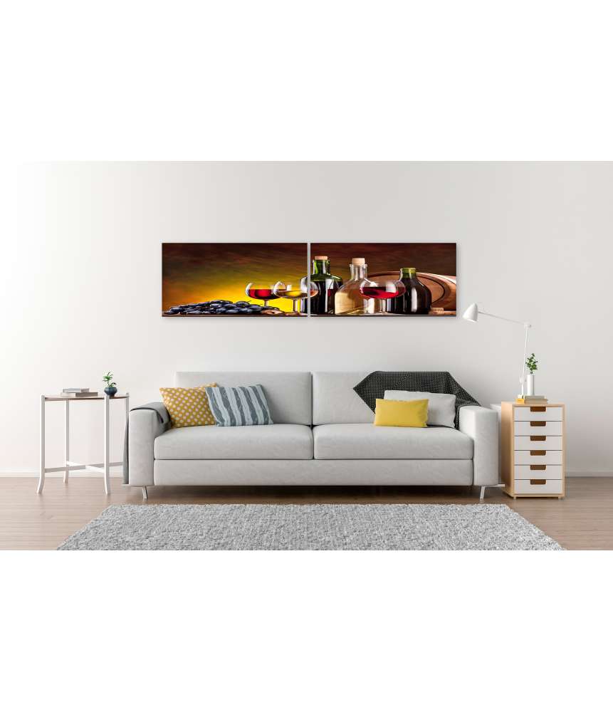 Islandburner Bild auf Leinwand Stillleben mit kunstvoll arrangierten Weinflaschen 50% Rabatt für begrenzte Zeit