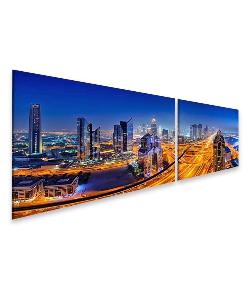 Islandburner Bild auf Leinwand Nächtlicher Panoramablick auf die Skyline von Dubai Online