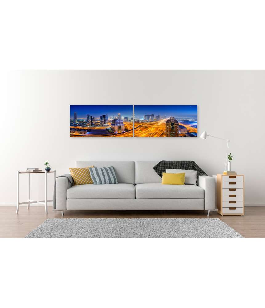 Islandburner Bild auf Leinwand Nächtlicher Panoramablick auf die Skyline von Dubai Online