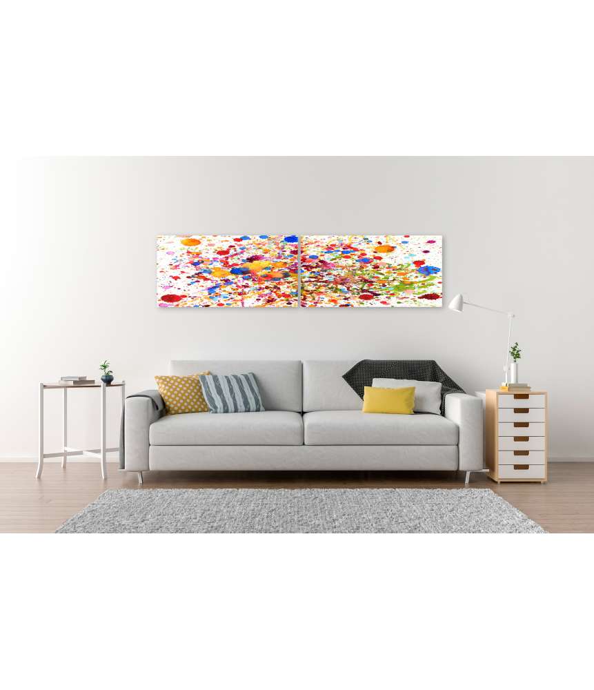 Islandburner Bild auf Leinwand Lebhaftes abstraktes Wandbild mit buntem Aquarell-Splash-Muster Kostenloser Versand