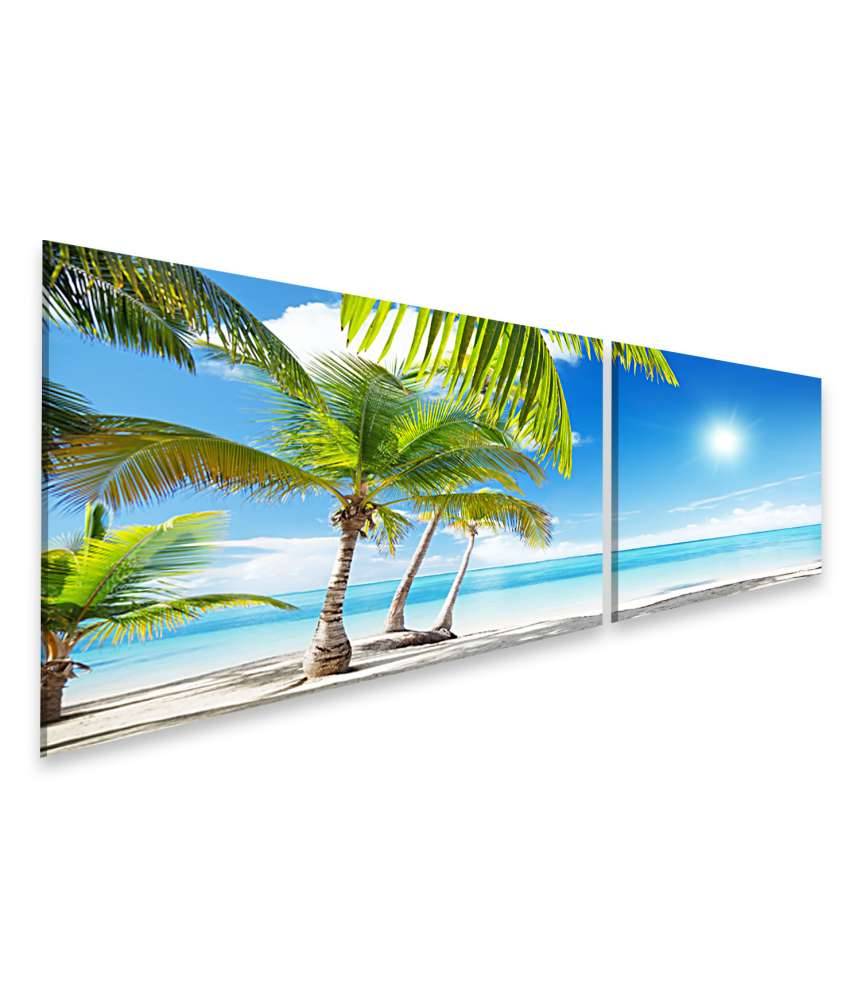 Islandburner Bild auf Leinwand Karibischer Strand mit Palmen am azurblauen Meer