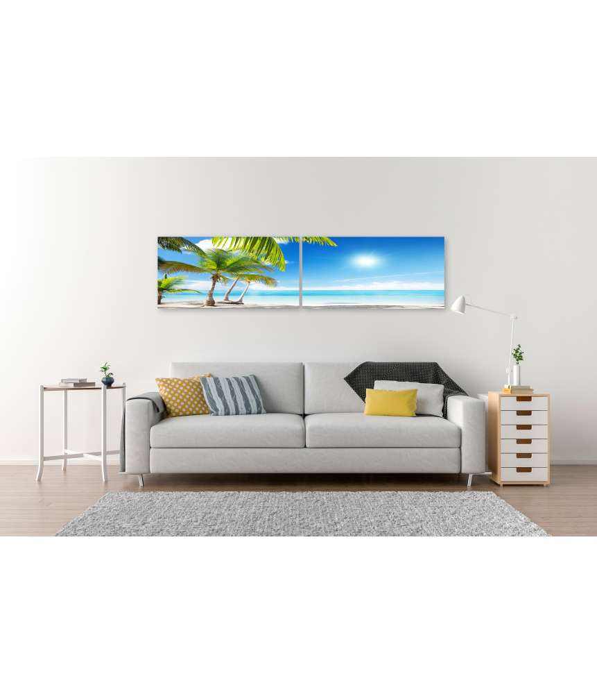 Islandburner Bild auf Leinwand Karibischer Strand mit Palmen am azurblauen Meer Limitierter Zeitrabatt