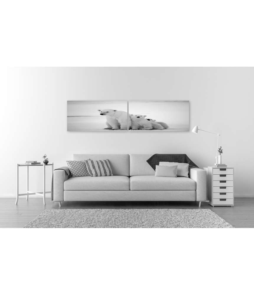 Islandburner Bild auf Leinwand Eisbär-Mutter mit Jungen in der eisigen Arktis - Polarbär Wandbild Fabrik Onlineshop