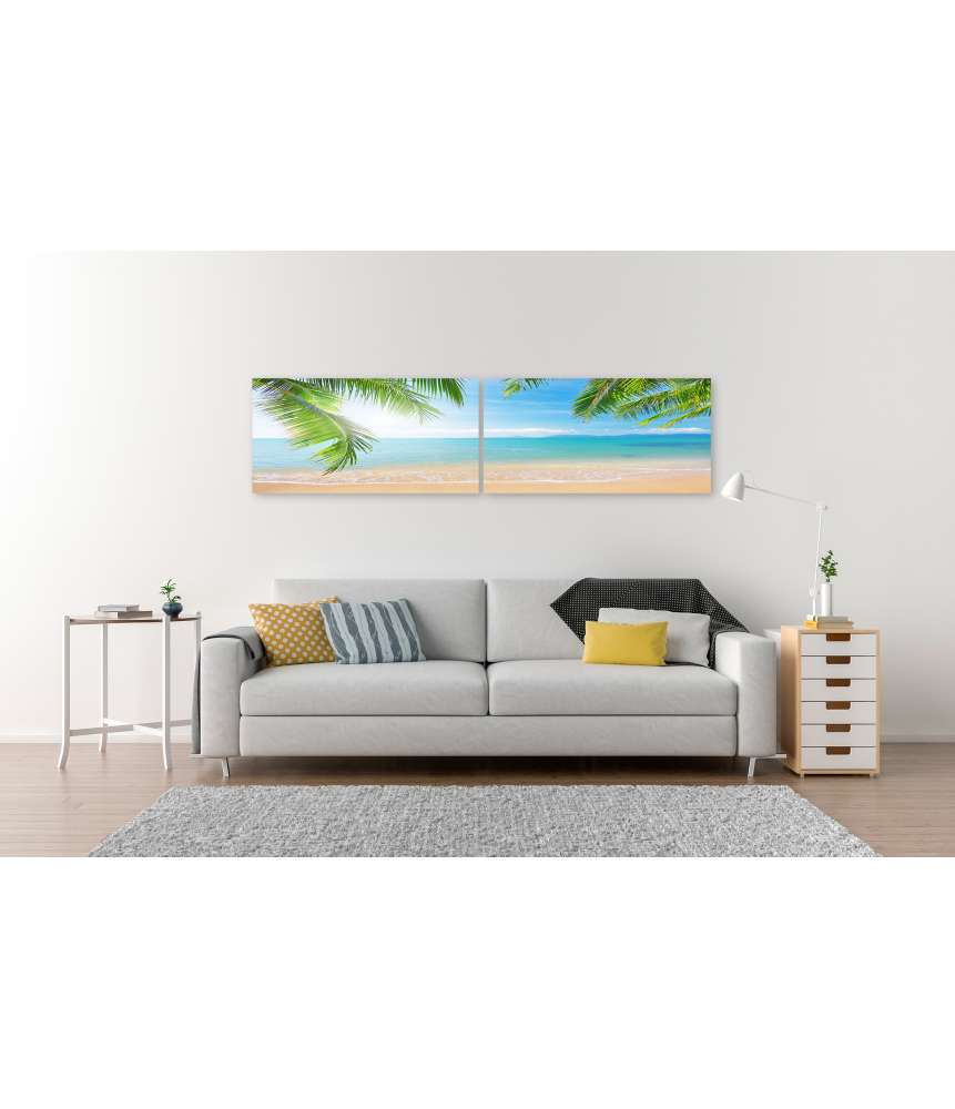 Islandburner Bild auf Leinwand Urlaubsfeeling mit Palmen und tropischem Strand Wandbild Fabrikpreis