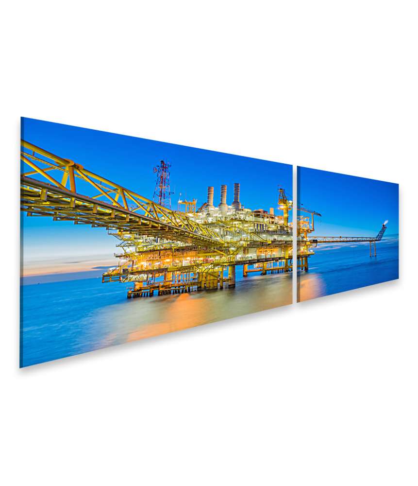 Islandburner Bild auf Leinwand Ölbohrplattform inmitten des weiten Meeres auf Wandbild dargestellt