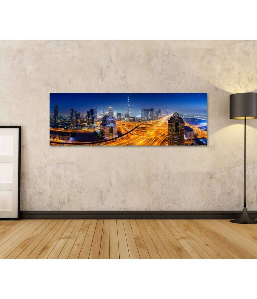 Islandburner Bild auf Leinwand Nächtlicher Panoramablick auf die Skyline von Dubai Exklusivangebot