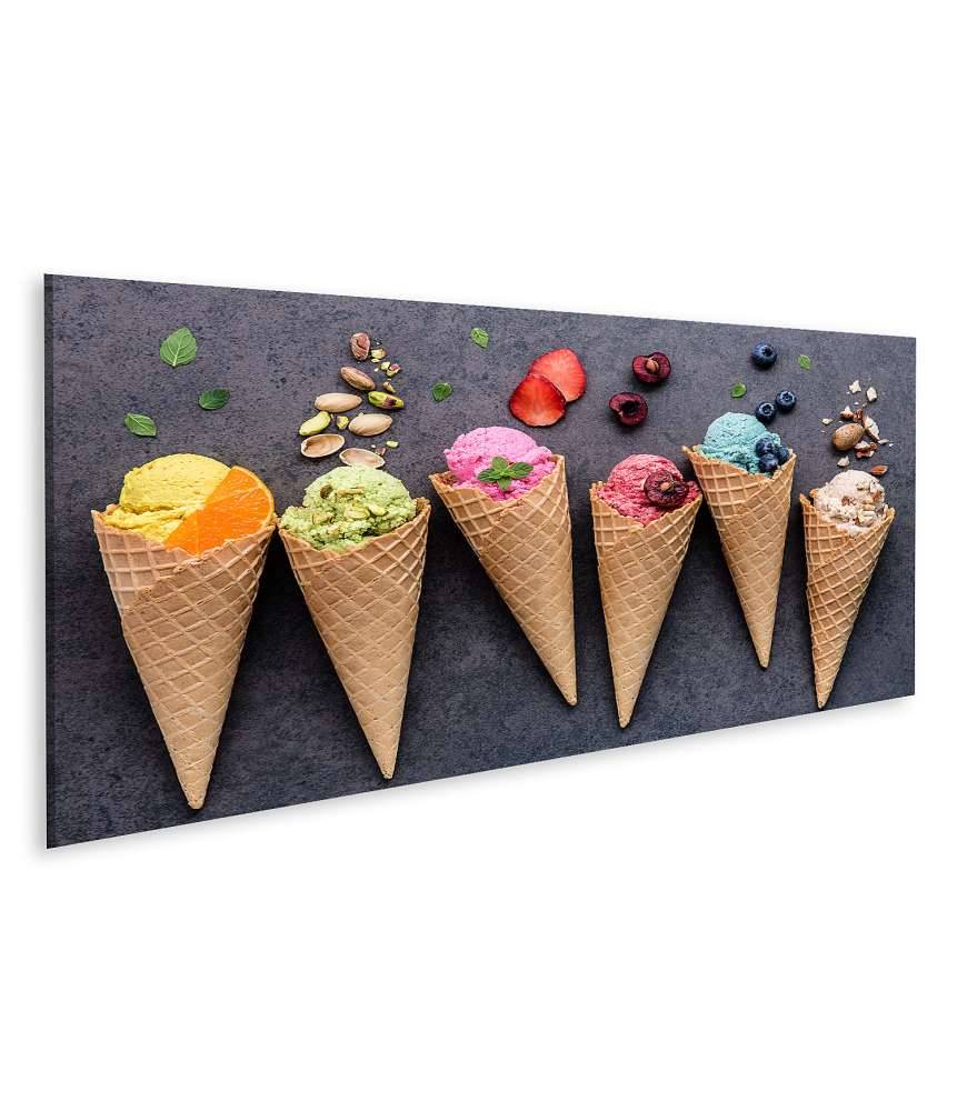 Islandburner Bild auf Leinwand Farbenfrohes Wandbild einer Eisdiele mit Heidelbeer- und Erdbeer-Eiscreme Heißer Verkauf