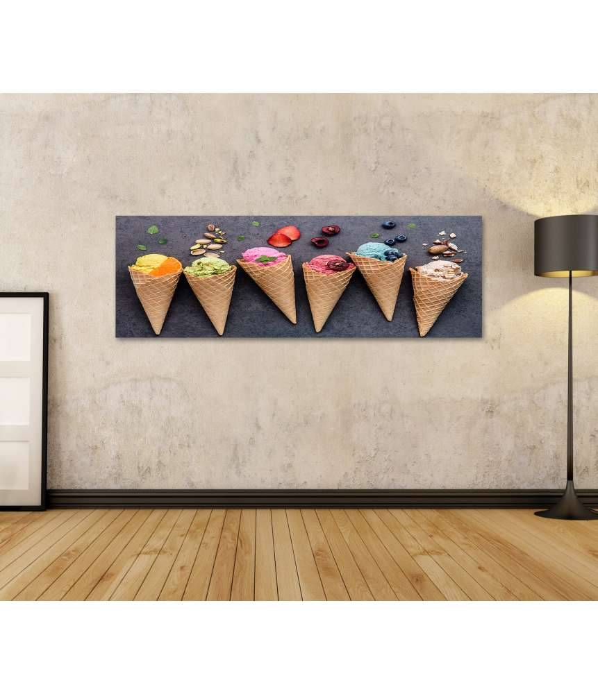 Islandburner Bild auf Leinwand Farbenfrohes Wandbild einer Eisdiele mit Heidelbeer- und Erdbeer-Eiscreme Heißer Verkauf